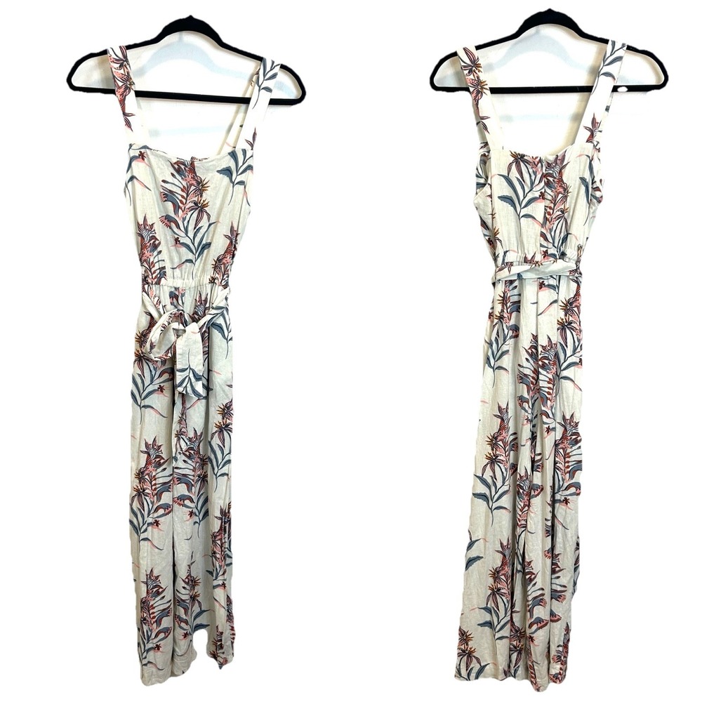 Desmond & Dempsey x H&M Women's Linen Blend White Floral Cropped jumpsuit Size 4